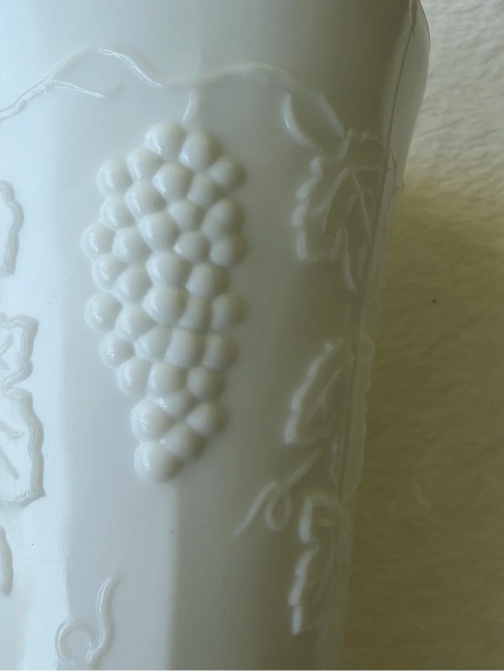 White Embossed Grape Pedestal Vase - Classic Milk Glass by Indiana Glass Co.